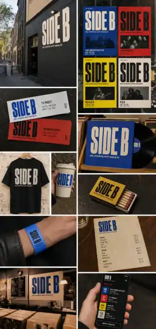 Side B music venue brand applications